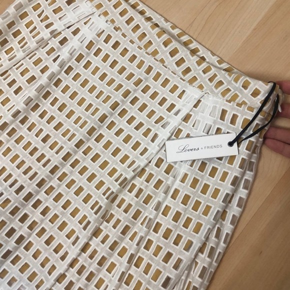 Lovers + Friend Womens White Ivory Cutout Mesh Floral Nadia Midi Aline Fit Skirt - Picture 3 of 8